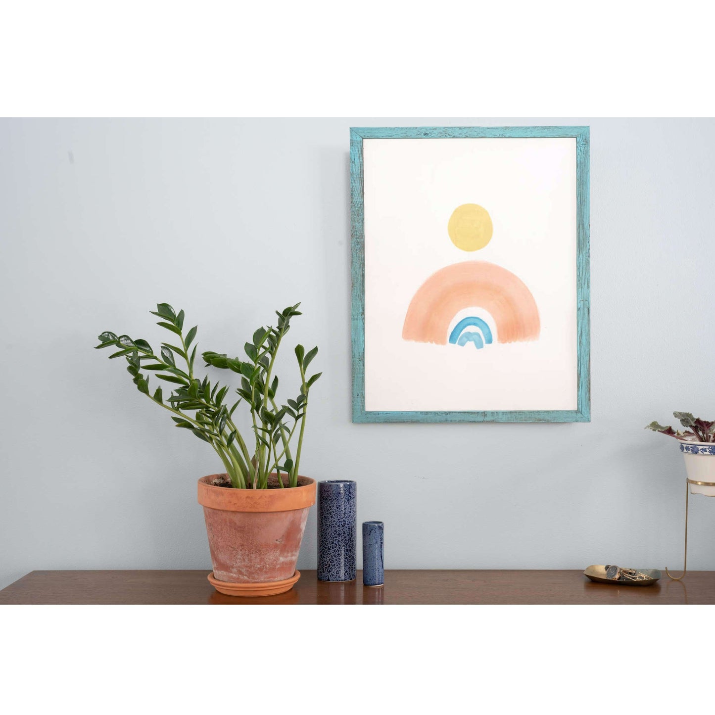 13" x 19" Blue Solid Wood Hanging Picture Frame-4