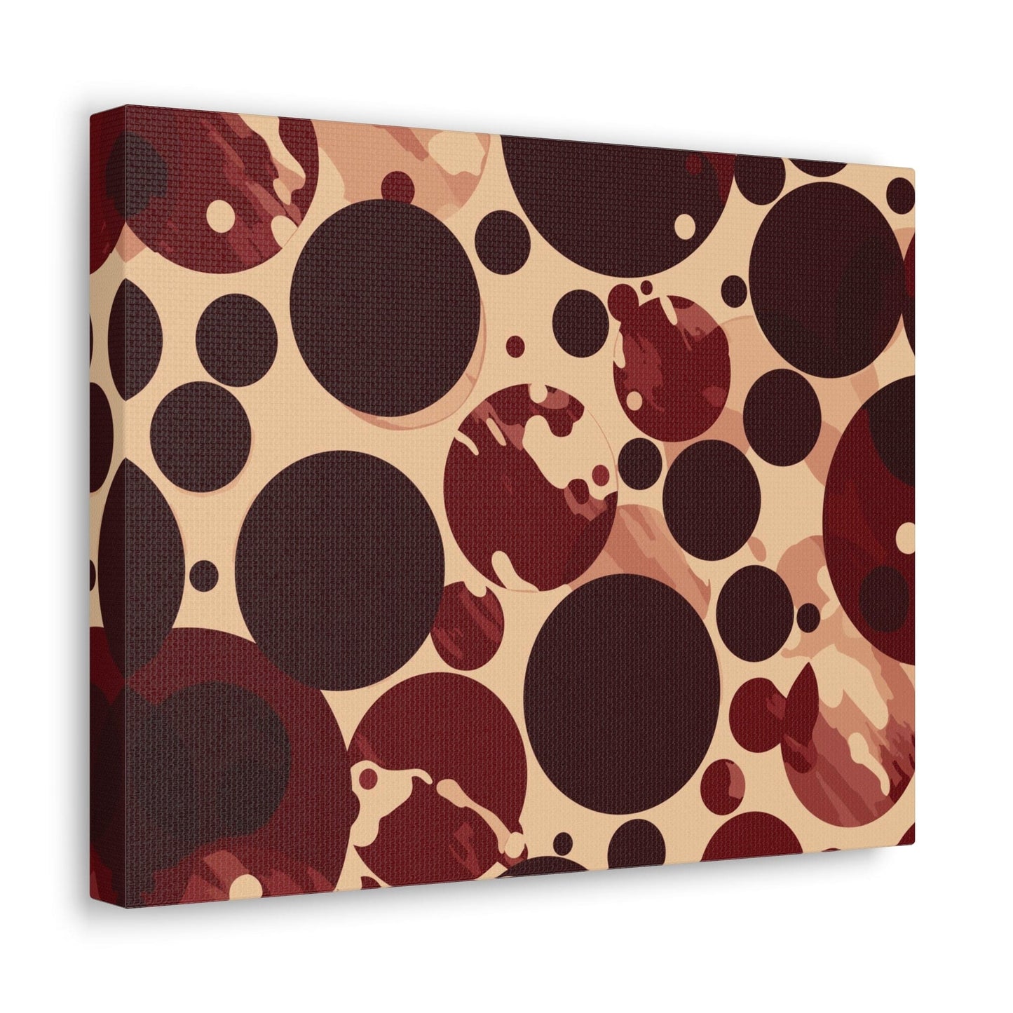 Canvas Wall Art Decor - Burgundy Beige Circular Print-1