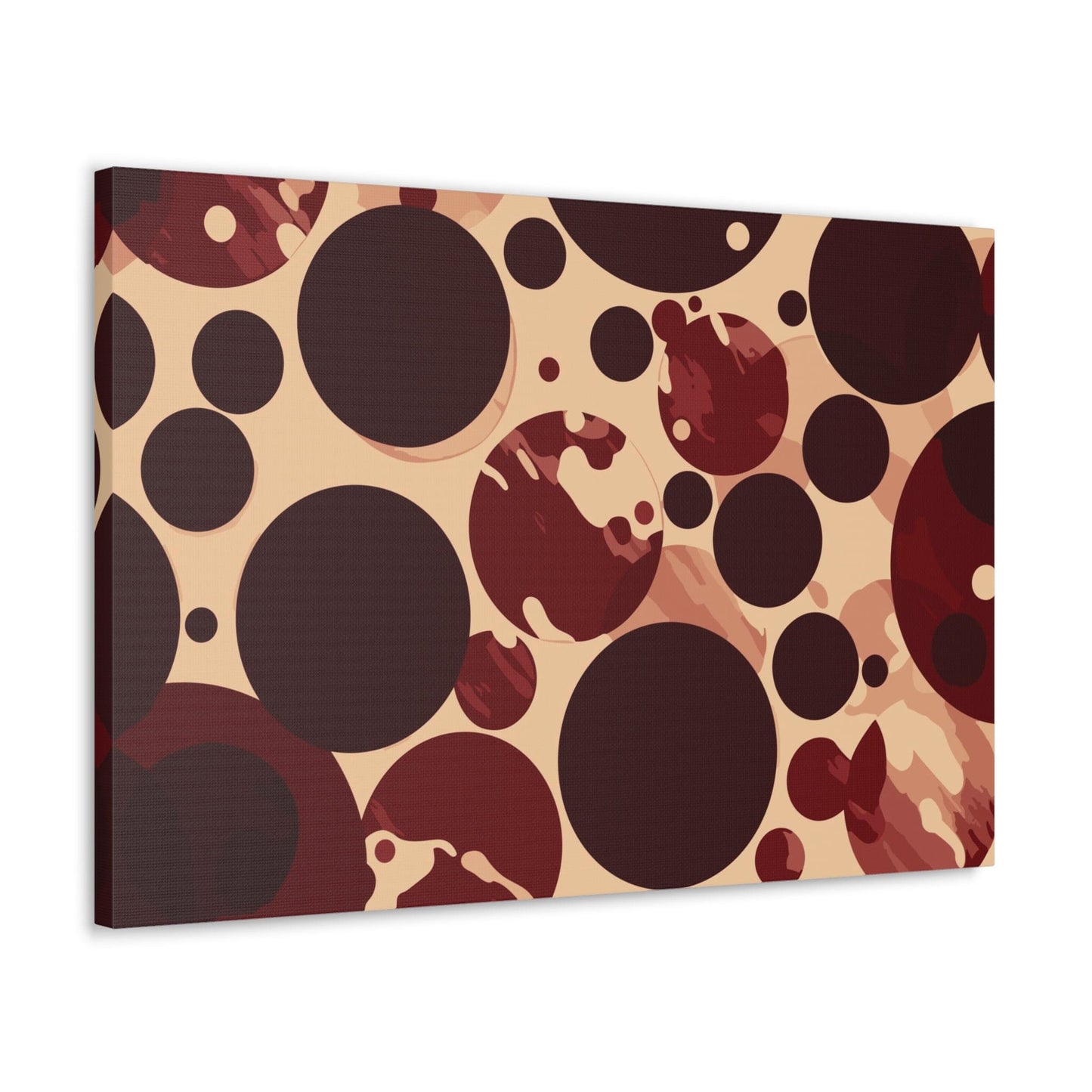 Canvas Wall Art Decor - Burgundy Beige Circular Print-2