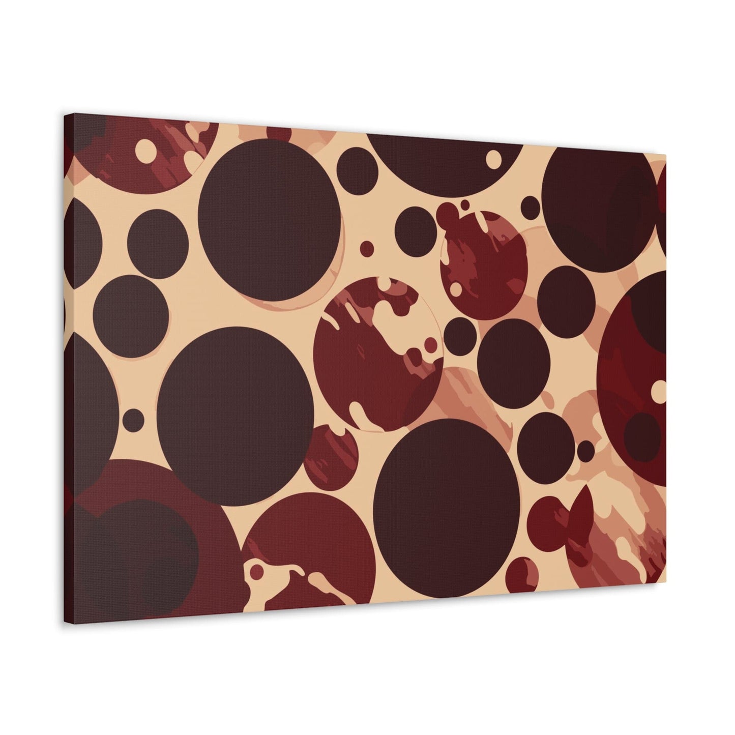 Canvas Wall Art Decor - Burgundy Beige Circular Print-3