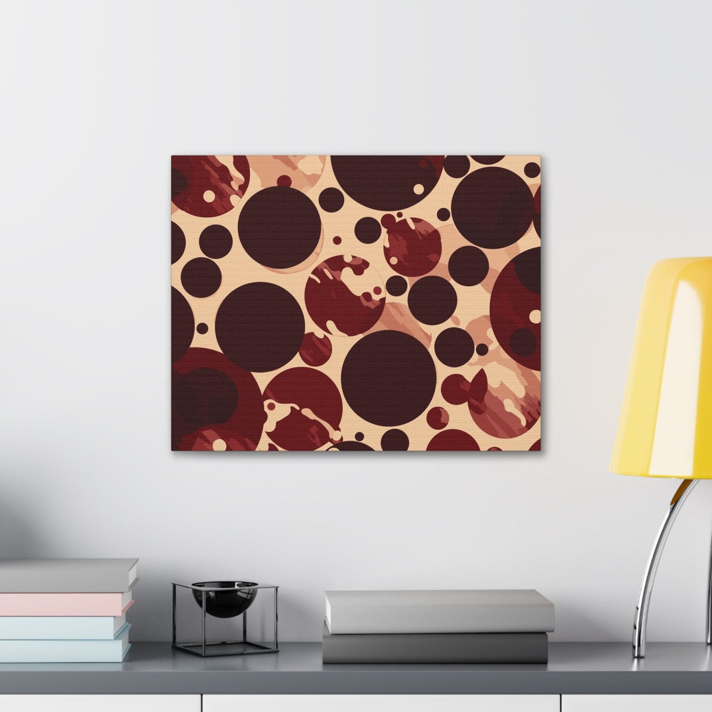 Canvas Wall Art Decor - Burgundy Beige Circular Print-4