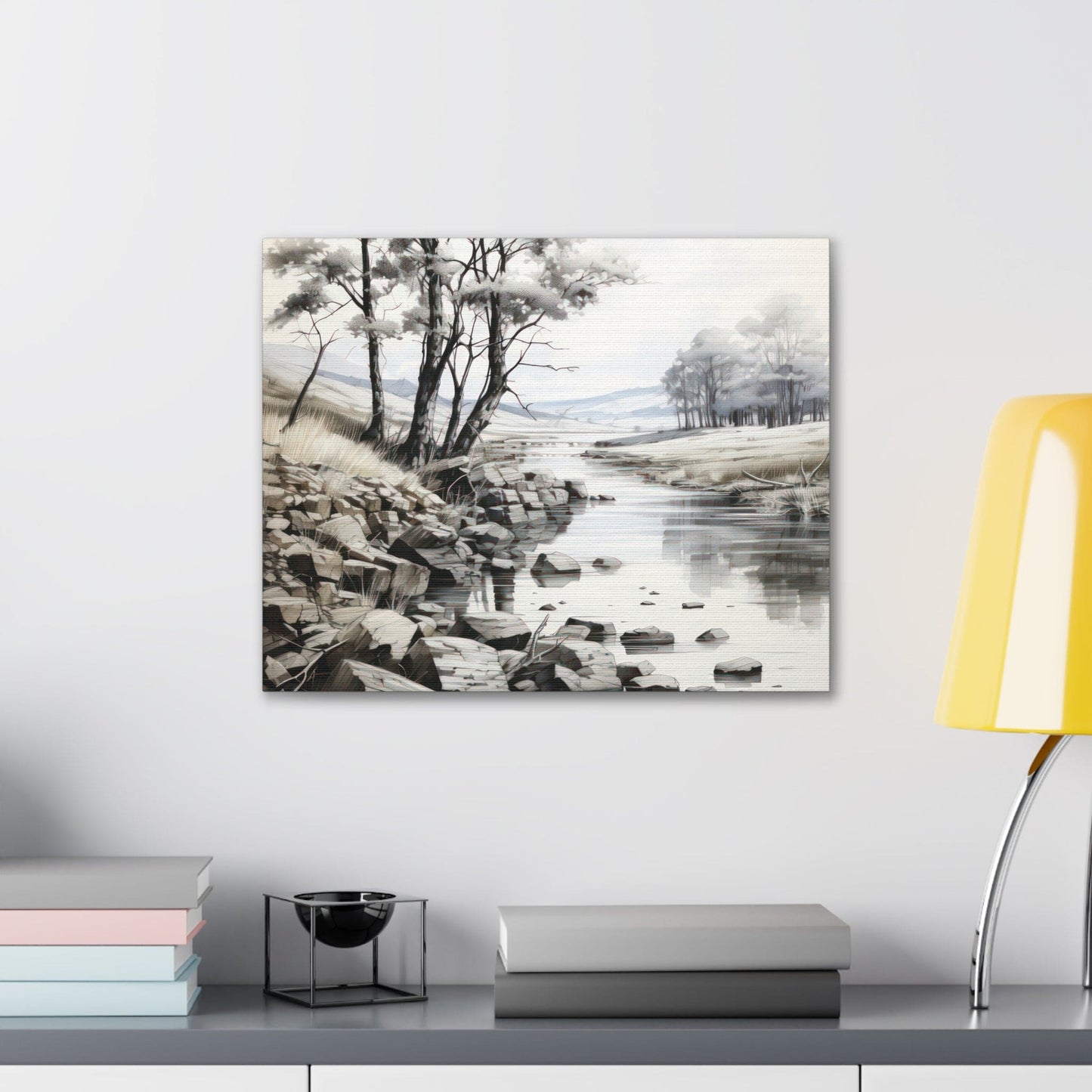 Canvas Wall Art Decor - Still Waters Watercolor Peaceful Lake Print-4