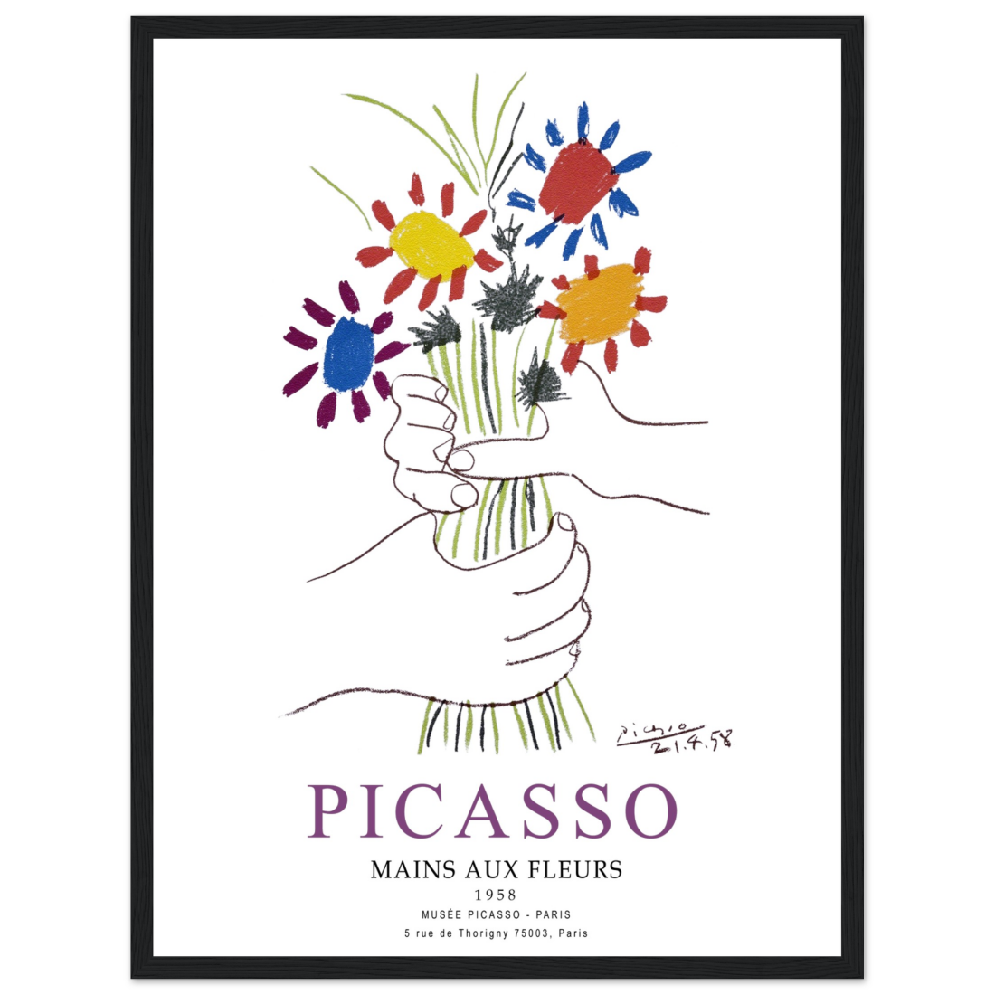 Pablo Picasso Hands with Flowers 1958 Artwork Poster-13