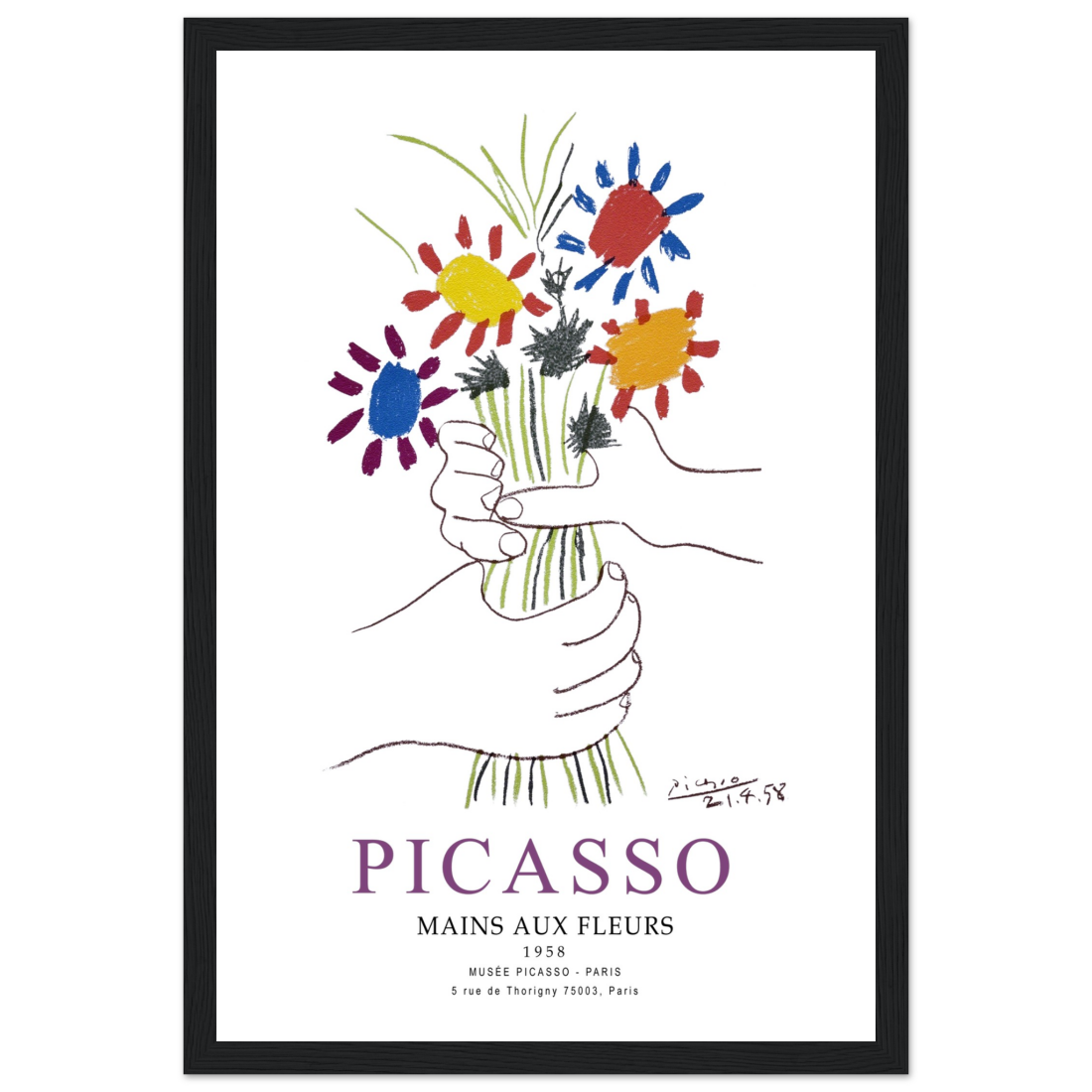 Pablo Picasso Hands with Flowers 1958 Artwork Poster-9