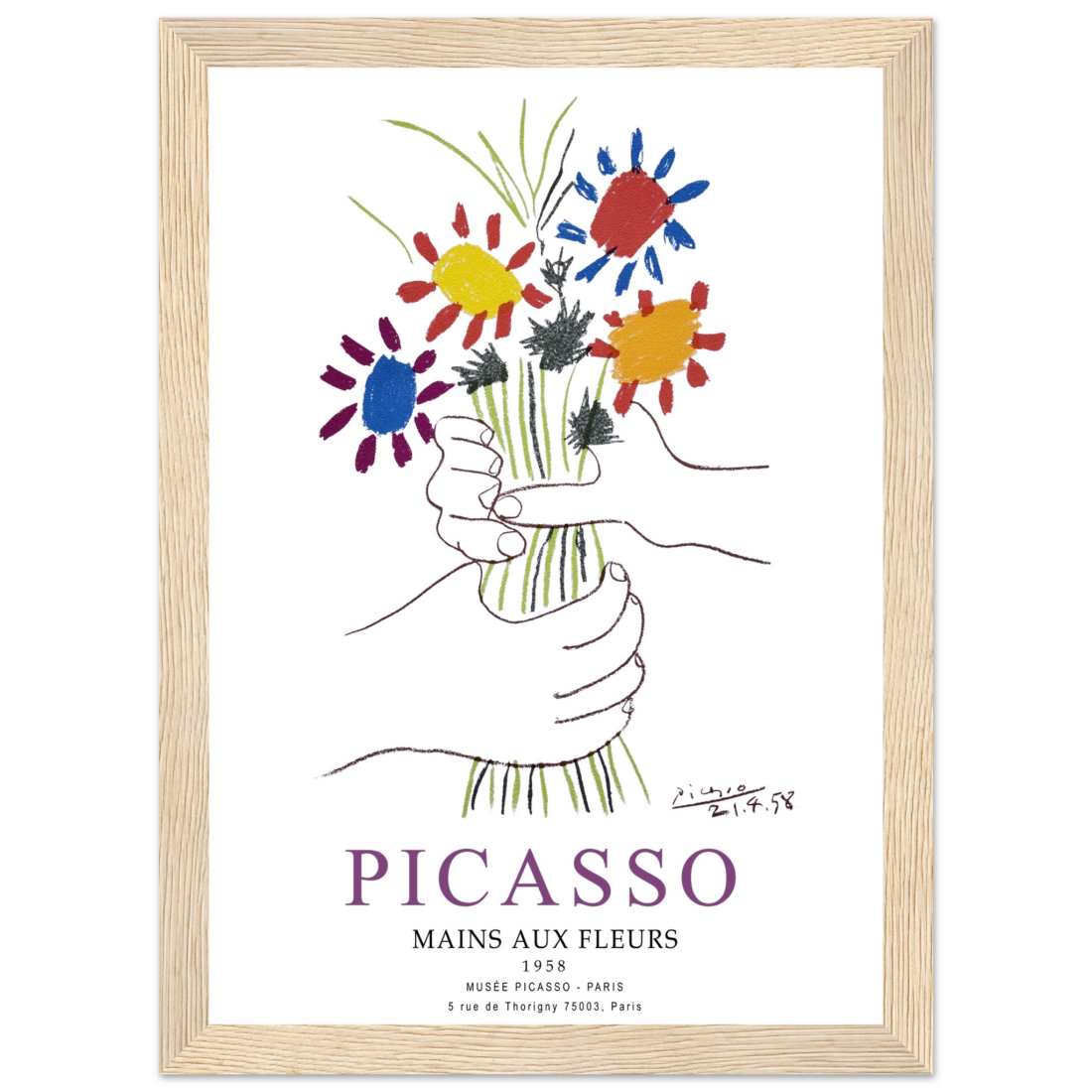 Pablo Picasso Hands with Flowers 1958 Artwork Poster-6