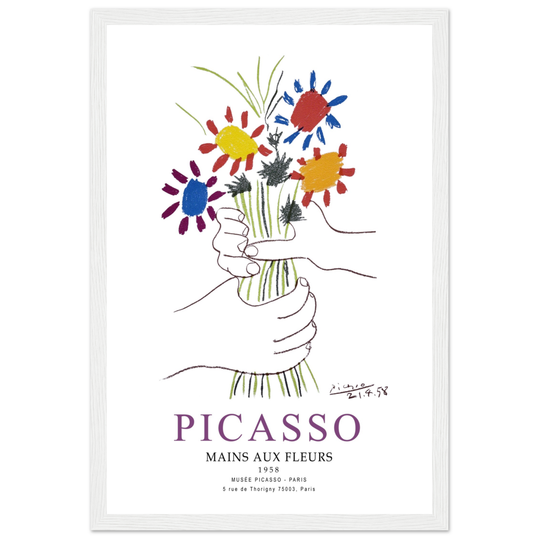 Pablo Picasso Hands with Flowers 1958 Artwork Poster-11