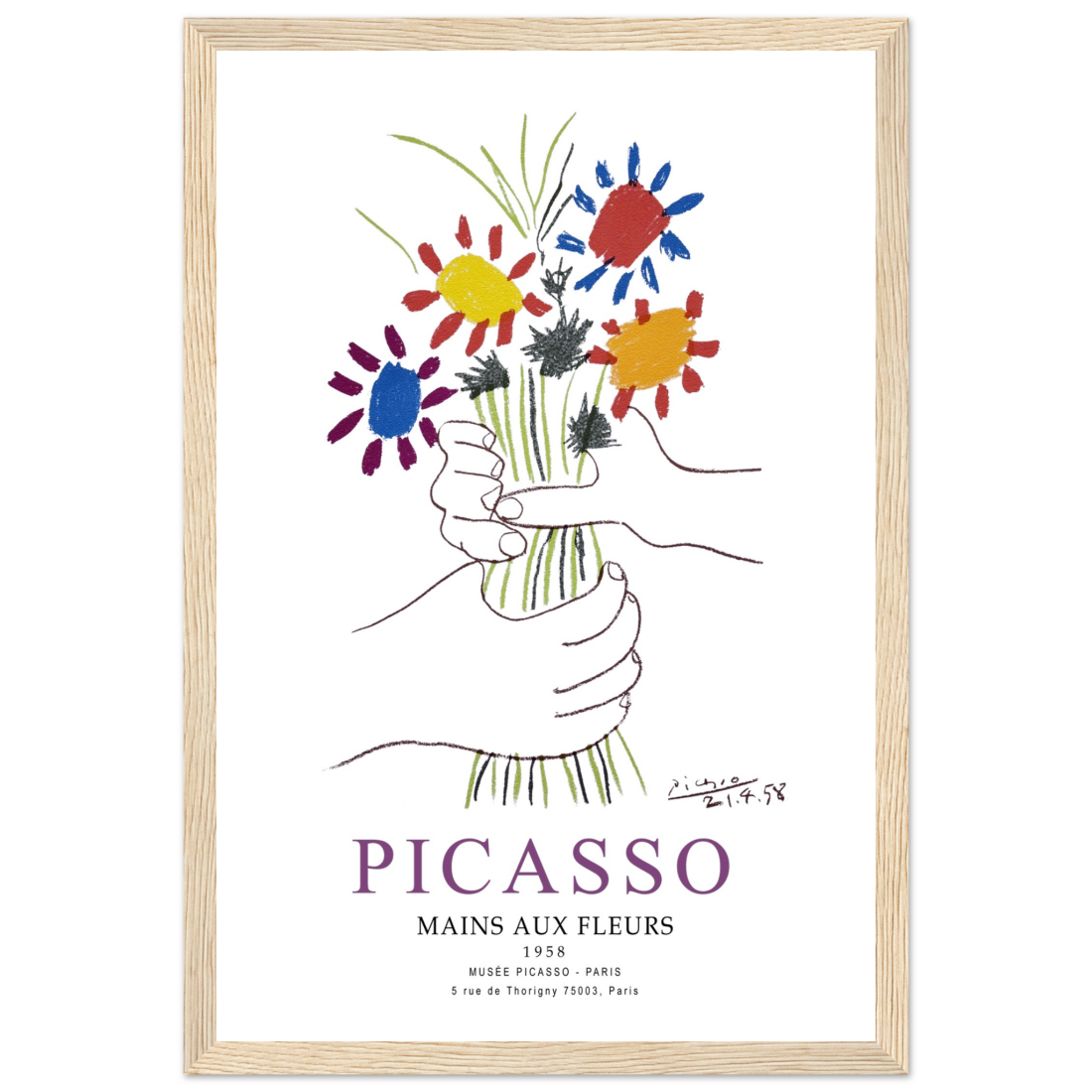 Pablo Picasso Hands with Flowers 1958 Artwork Poster-10