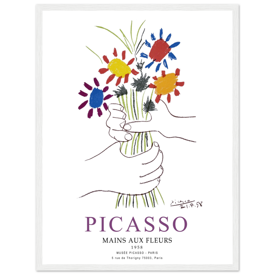 Pablo Picasso Hands with Flowers 1958 Artwork Poster-15