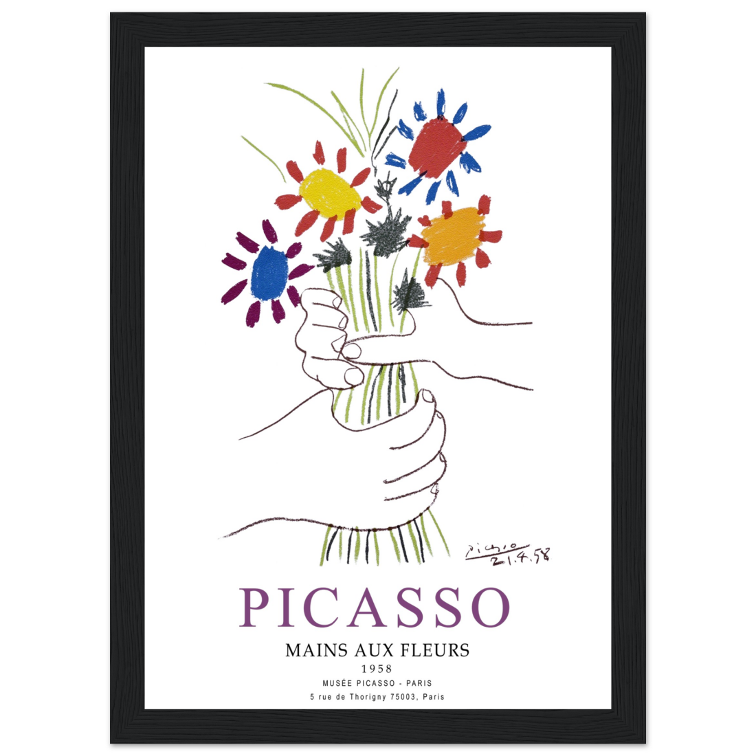 Pablo Picasso Hands with Flowers 1958 Artwork Poster-3