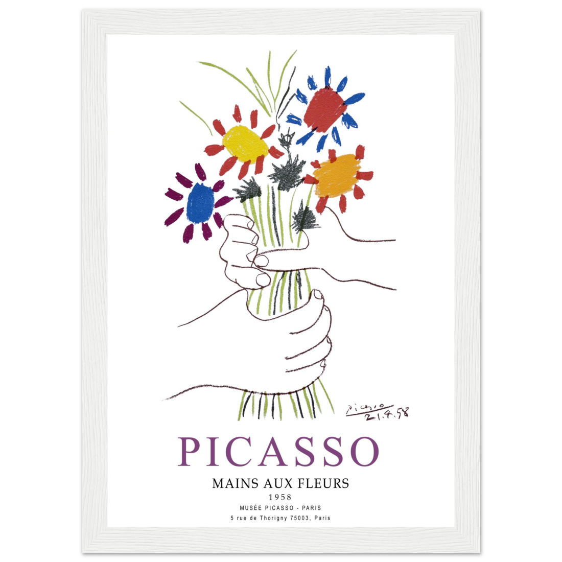 Pablo Picasso Hands with Flowers 1958 Artwork Poster-7