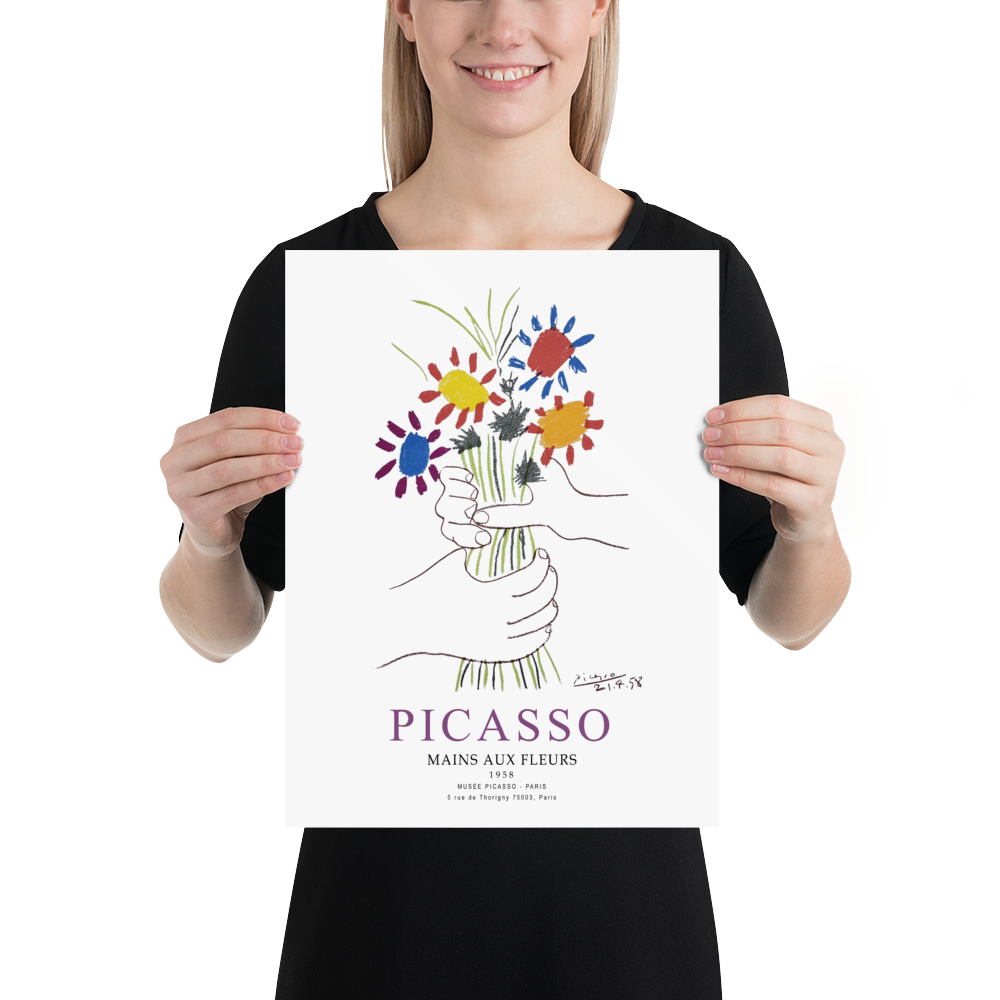 Pablo Picasso Hands with Flowers 1958 Artwork Poster-4