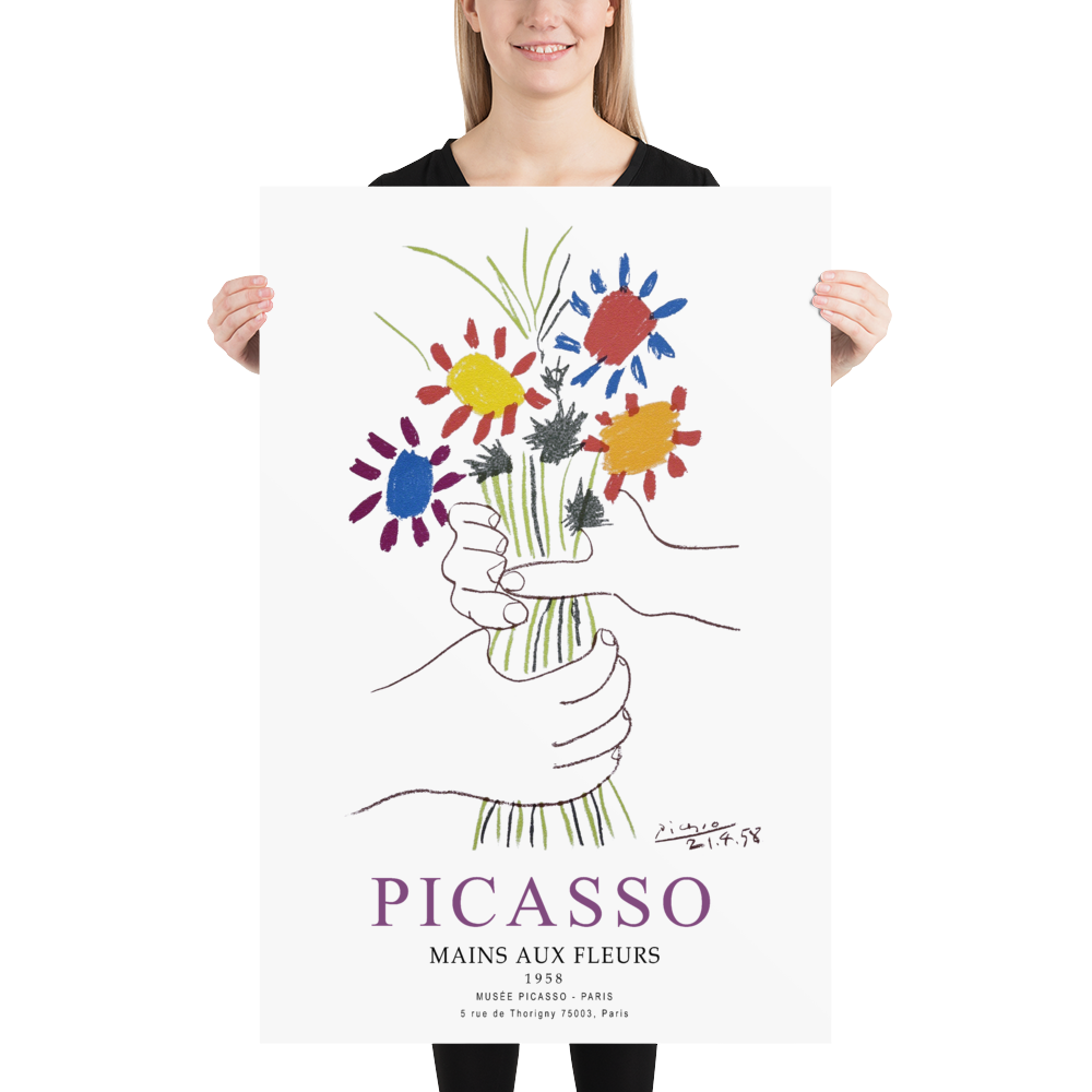 Pablo Picasso Hands with Flowers 1958 Artwork Poster-1