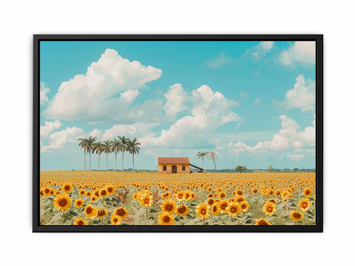 Isolated Home sunflowers Painting Canvas Art Print-4