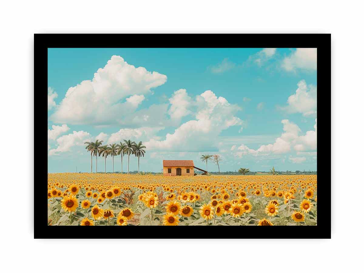 Isolated Home sunflowers Painting Canvas Art Print-7
