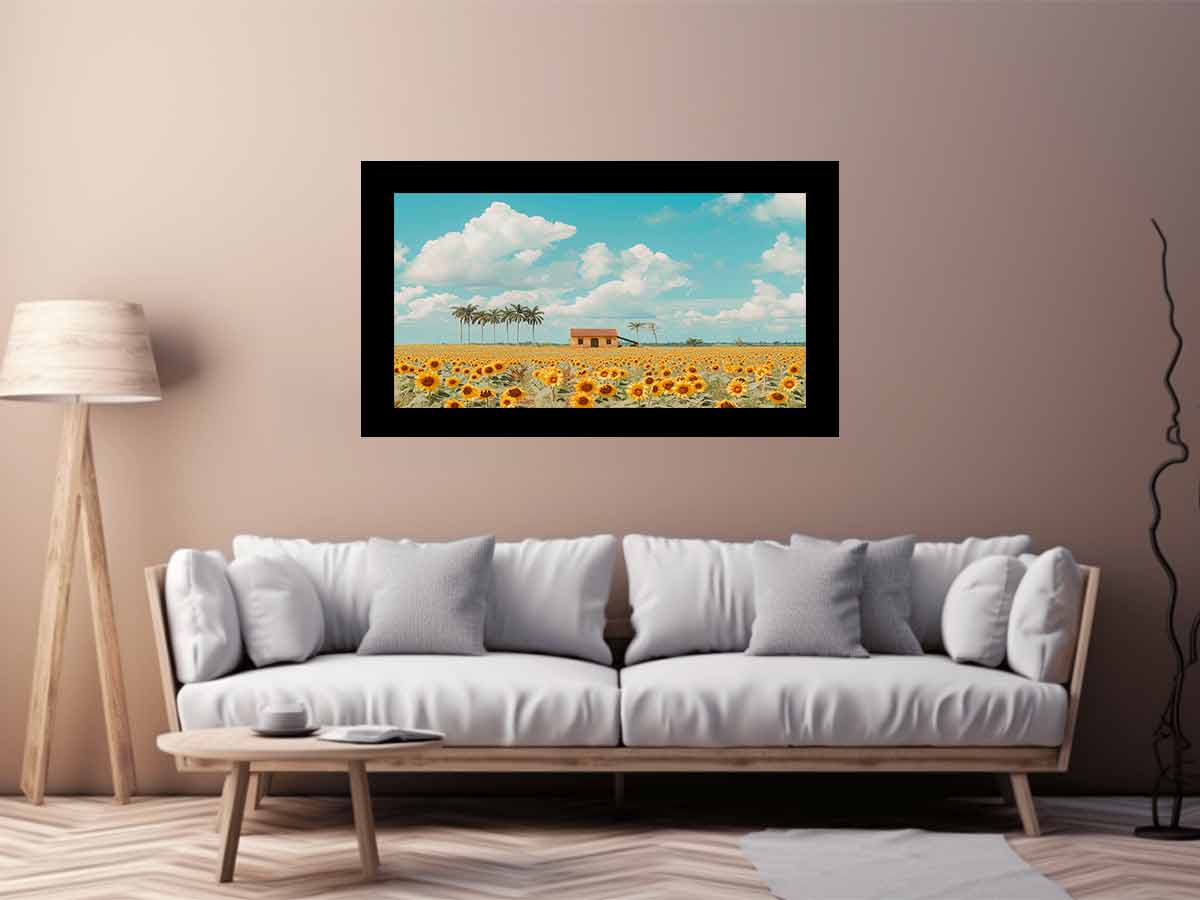 Isolated Home sunflowers Painting Canvas Art Print-2