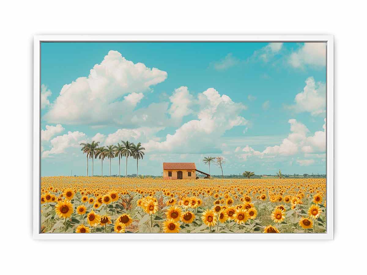 Isolated Home sunflowers Painting Canvas Art Print-5
