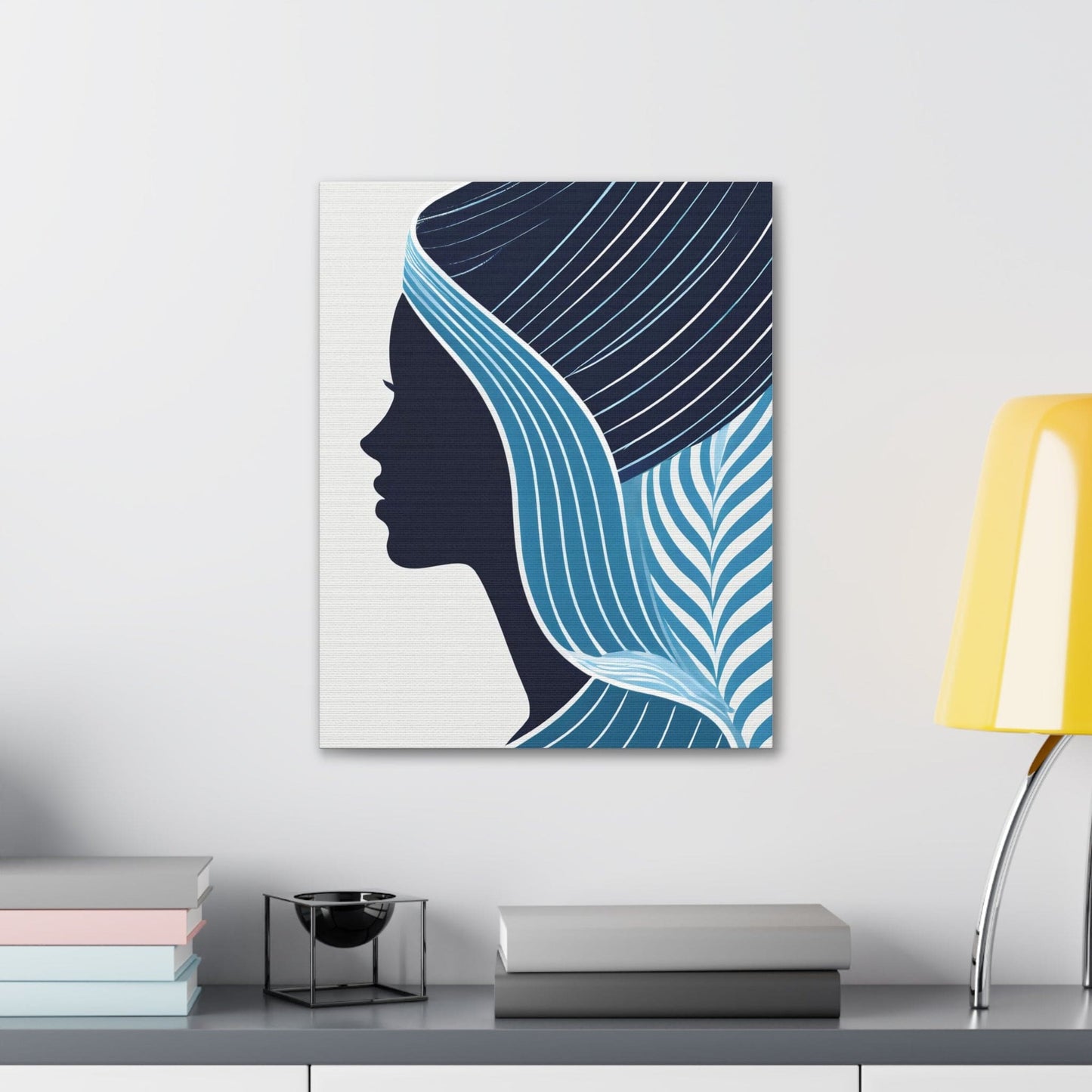 Wall Art Decor - Canvas Print Artwork - Female Blue Line Art Print 81782-4