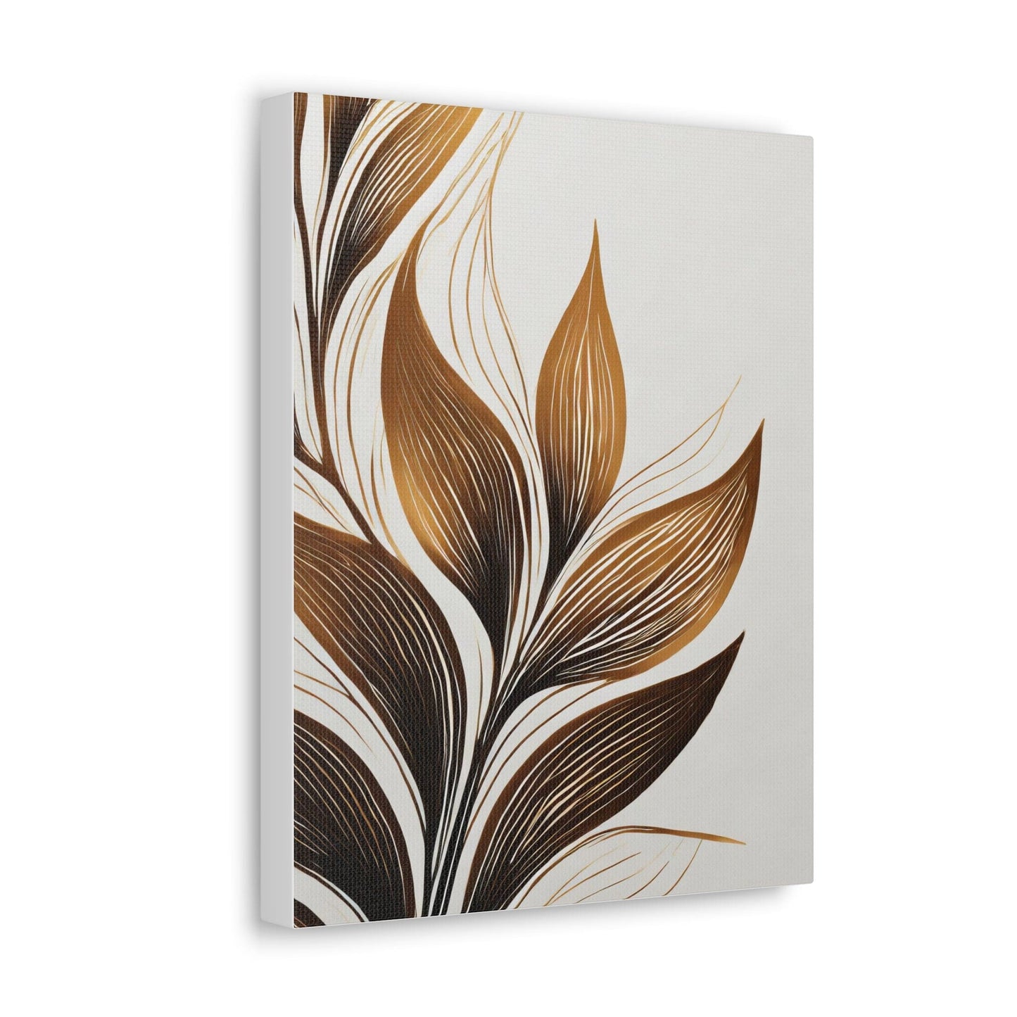 Wall Art Decor - Canvas Print Artwork - Floral Brown Line Art Print 8669-1