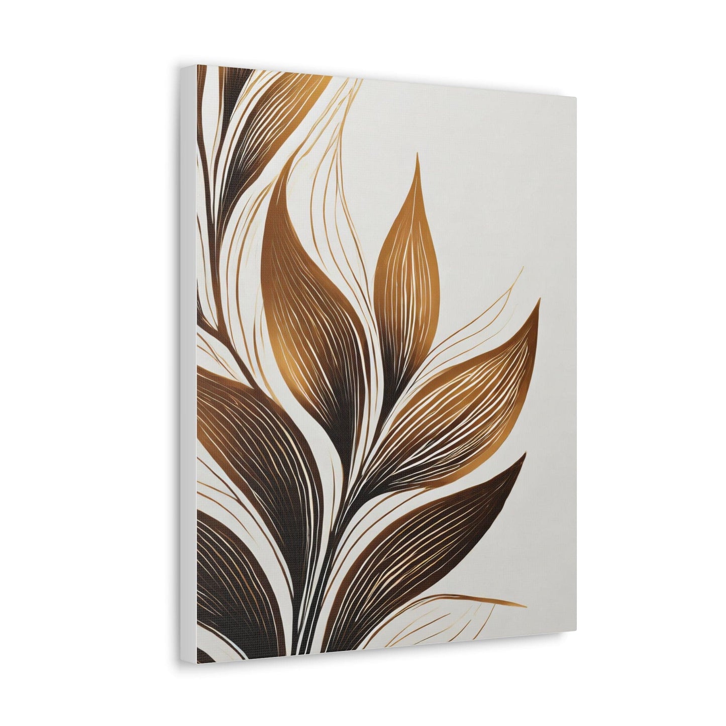Wall Art Decor - Canvas Print Artwork - Floral Brown Line Art Print 8669-0