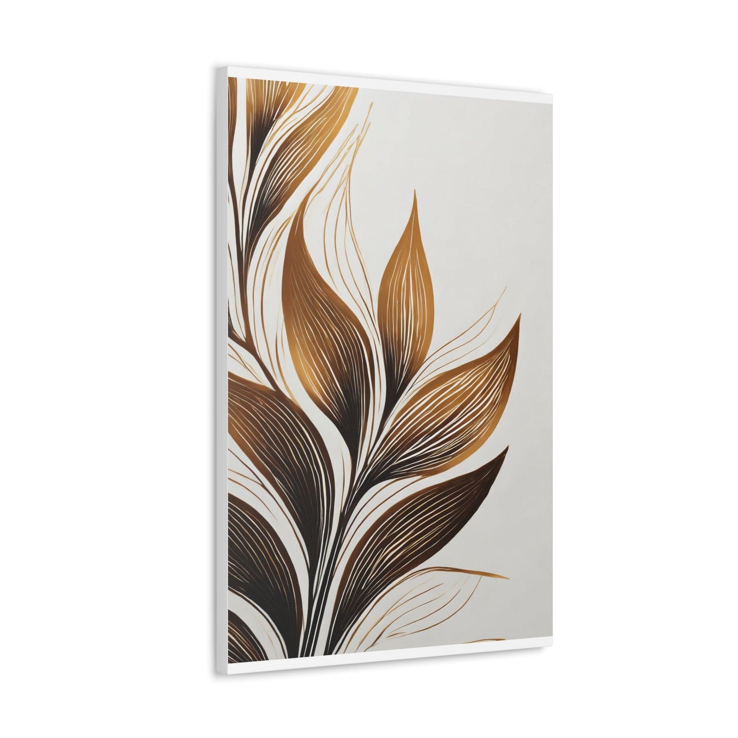 Wall Art Decor - Canvas Print Artwork - Floral Brown Line Art Print 8669-2
