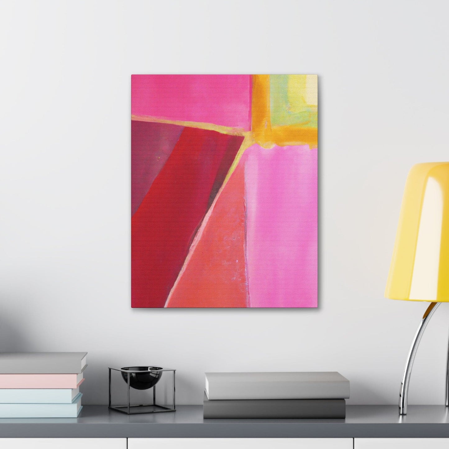 Wall Art Decor - Canvas Print Artwork - Pink Mauve Red Geometric Pattern-4
