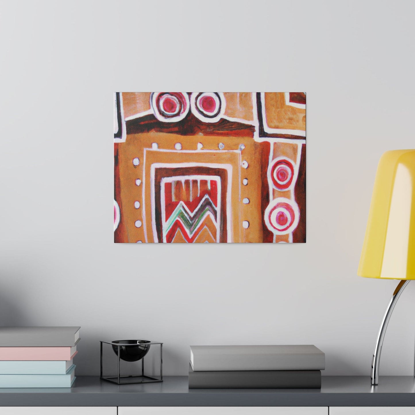 Wall Art Decor - Canvas Print Artwork Brown Orange Green Aztec Pattern-4