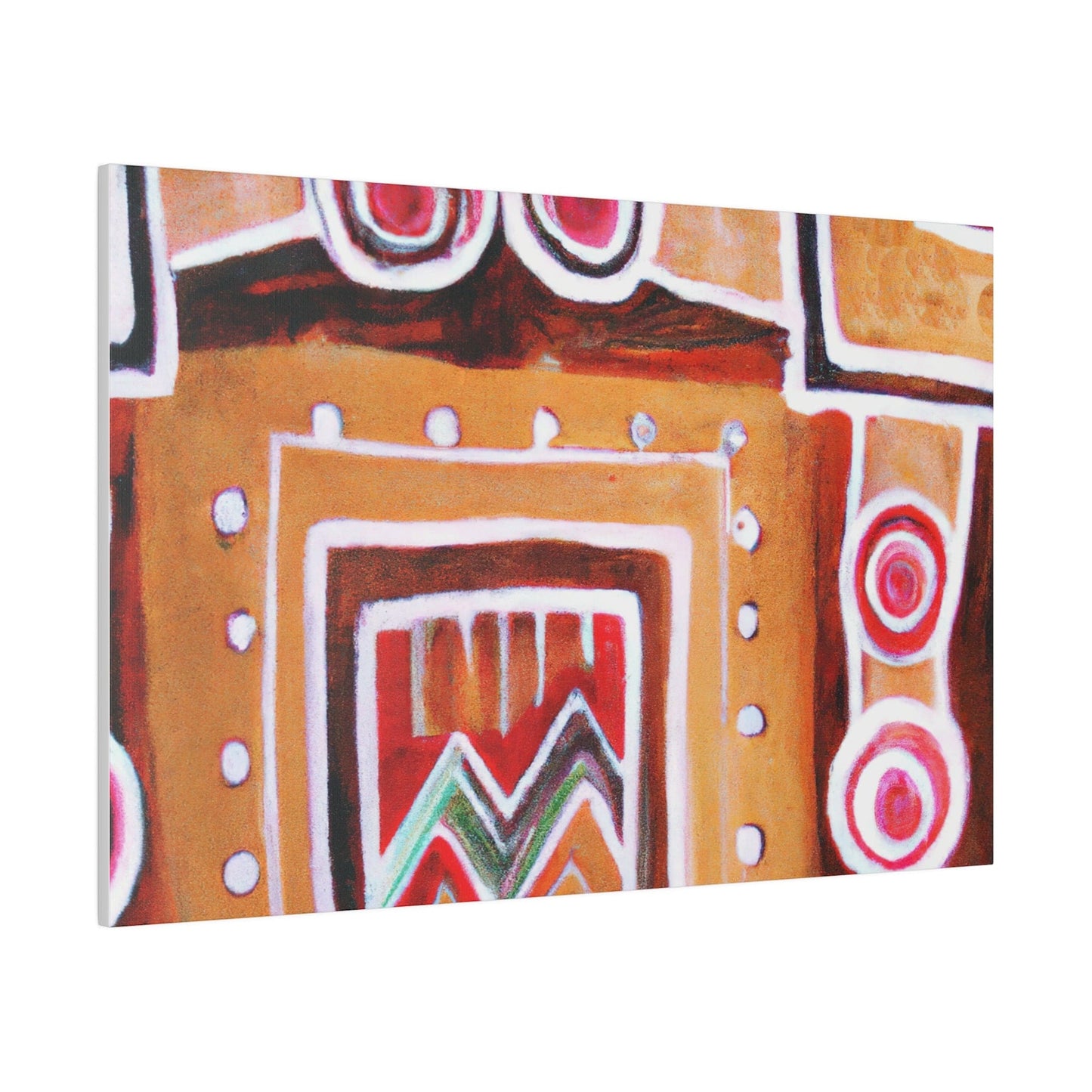 Wall Art Decor - Canvas Print Artwork Brown Orange Green Aztec Pattern-2