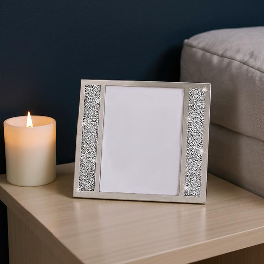 5" x 7" Silver Crystal Tabletop Picture Frame-0