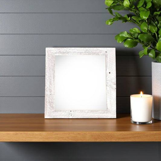 4" x 4" White Solid Wood Tabletop Picture Frame-0
