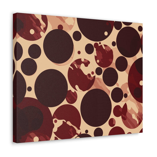 Canvas Wall Art Decor - Burgundy Beige Circular Print-0