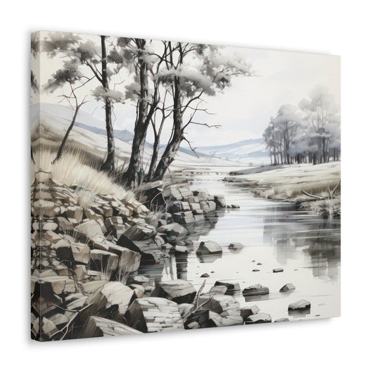 Canvas Wall Art Decor - Still Waters Watercolor Peaceful Lake Print-0