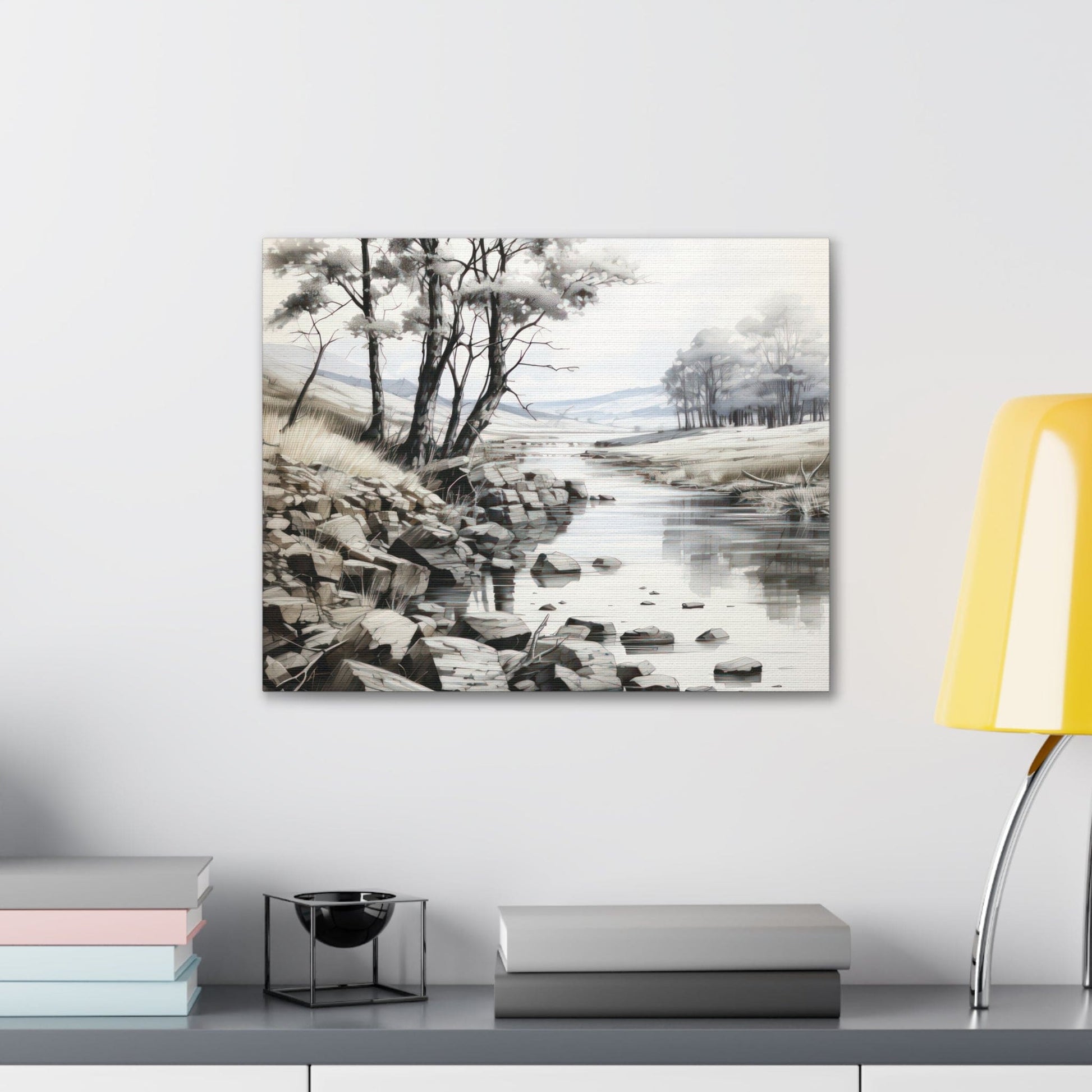 Canvas Wall Art Decor - Still Waters Watercolor Peaceful Lake Print-4