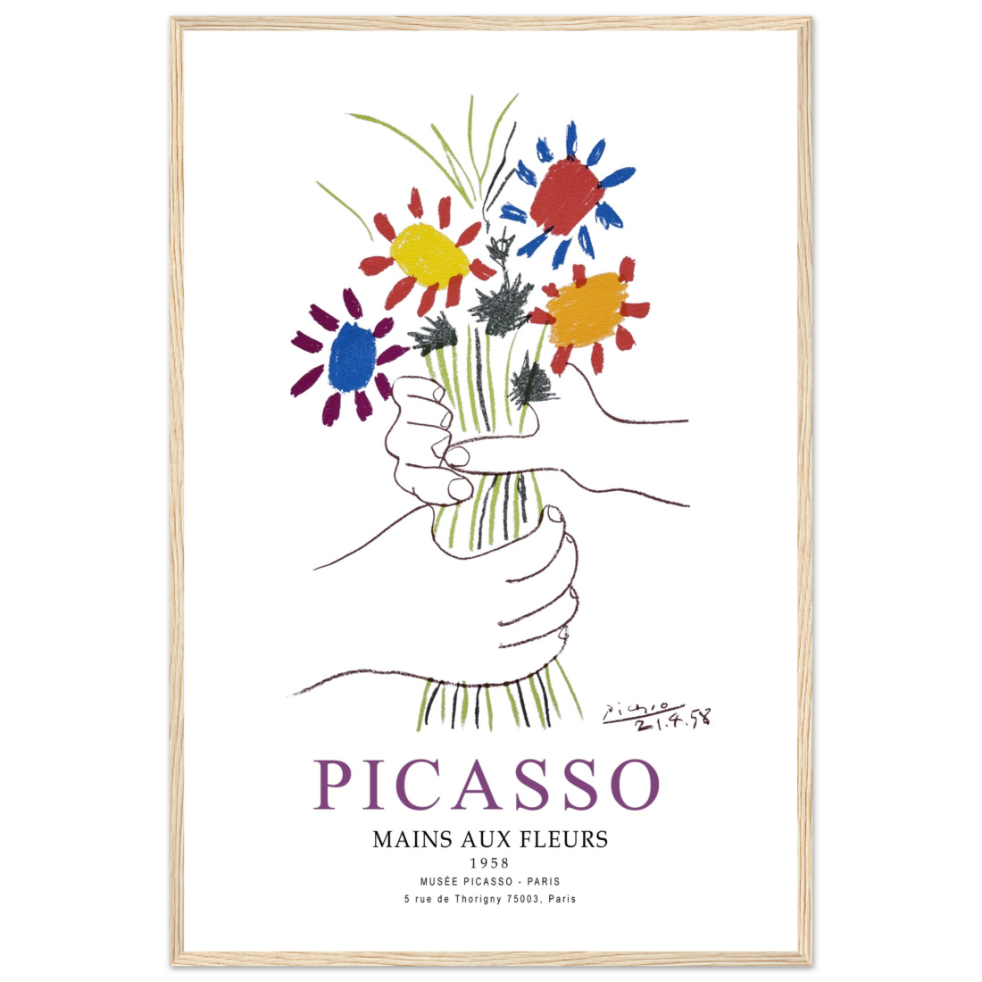 Pablo Picasso Hands with Flowers 1958 Artwork Poster-17