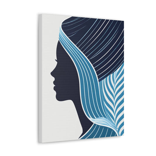 Wall Art Decor - Canvas Print Artwork - Female Blue Line Art Print 81782-0
