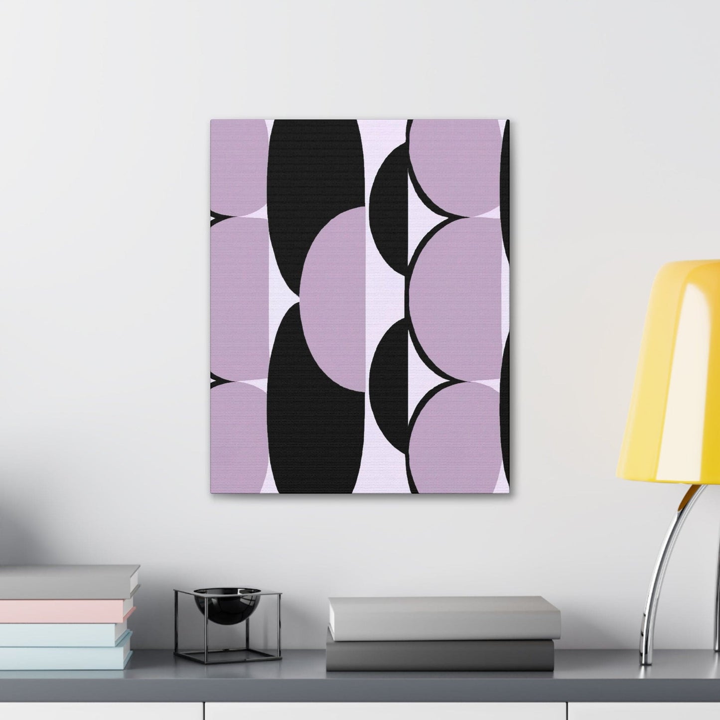 Wall Art Decor - Canvas Print Artwork - Geometric Lavender and Black Pattern-4