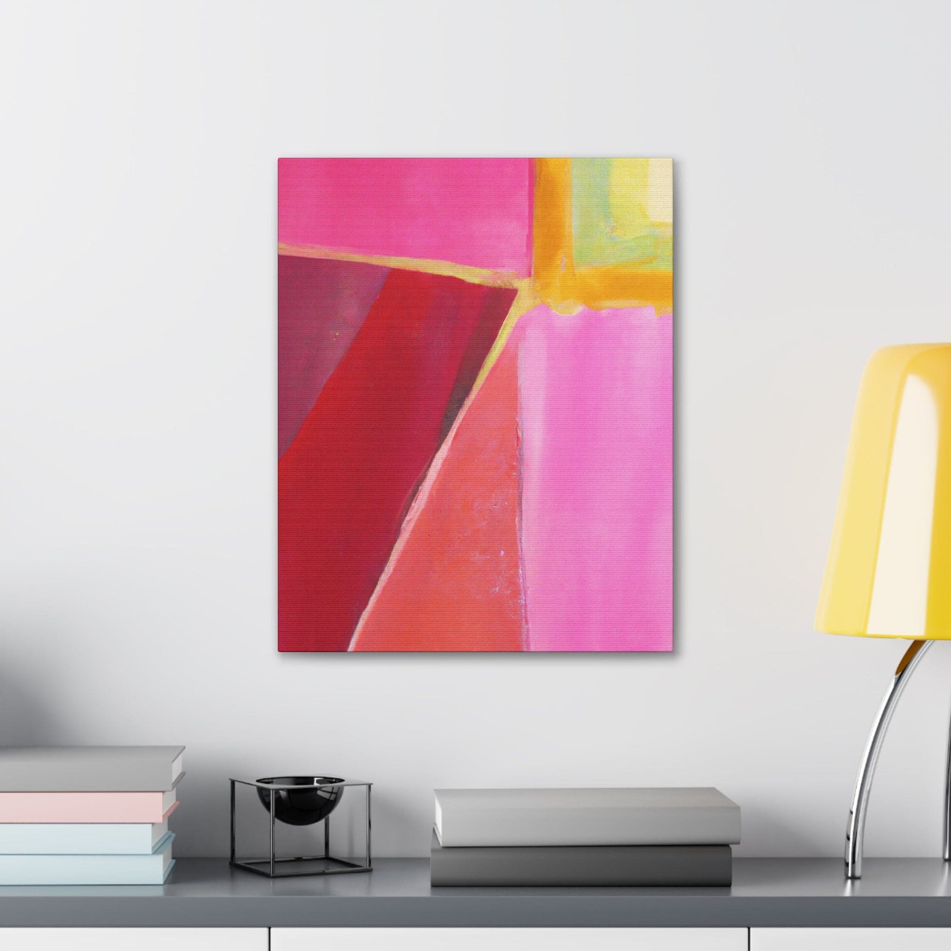 Wall Art Decor - Canvas Print Artwork - Pink Mauve Red Geometric Pattern-4