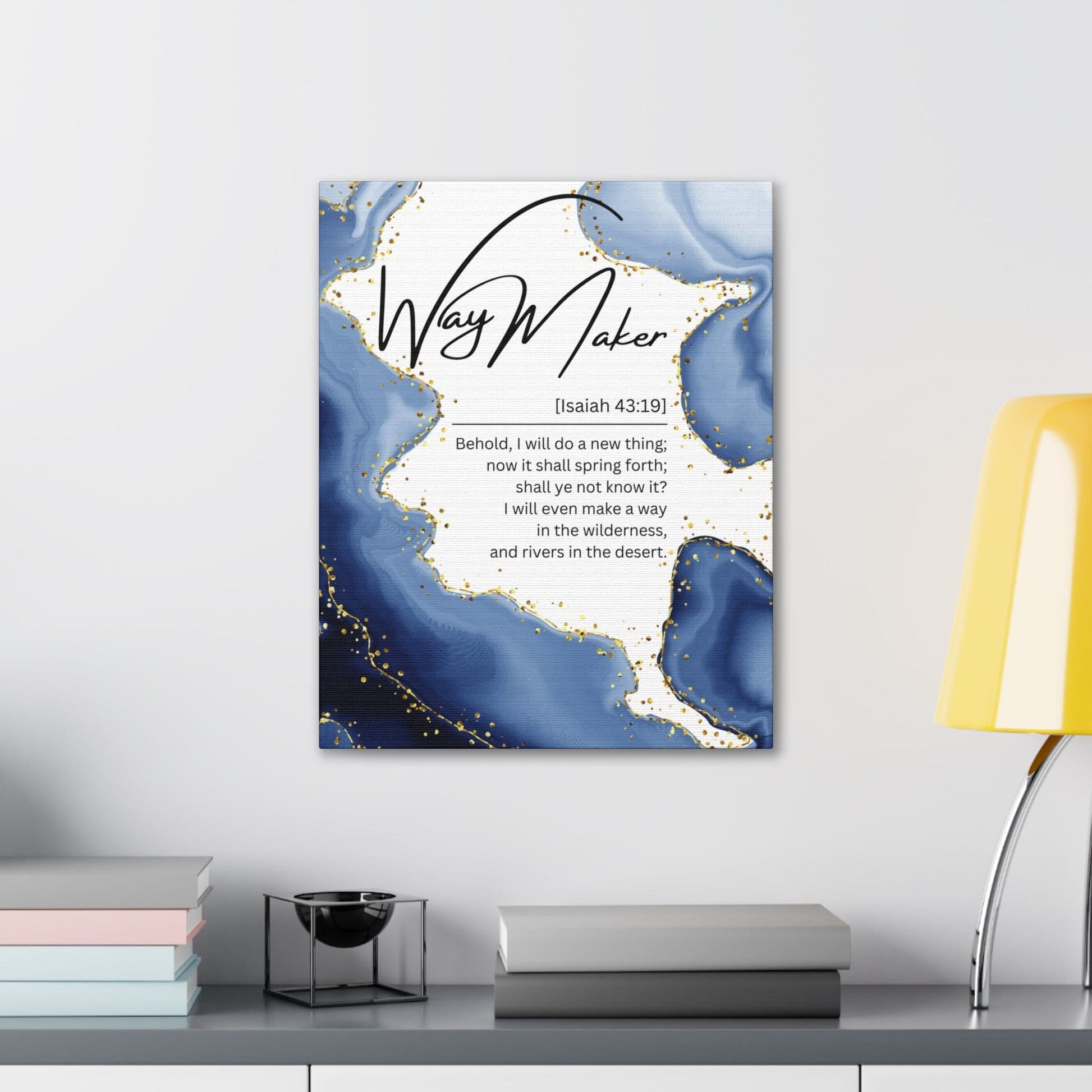 Wall Art Decor - Canvas Print Artwork - Way Maker Blue Design-4